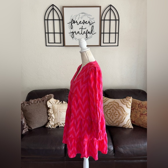 Pomander Place Hot Pink Ikat Kenzo Dress Size XL Resort Wear Summer Beach Casual - Picture 12 of 16